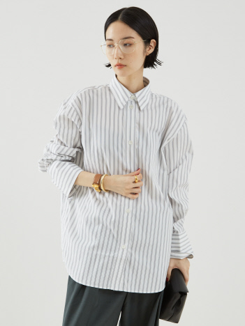 【ROHE】Oversized Striped Shirt／オーバーサイズストライプシャツ