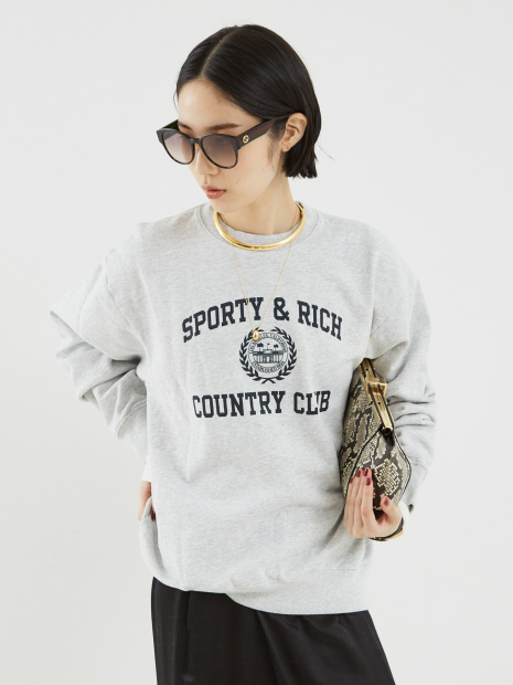 【Sporty&Rich】Varsity Crest Crewneck／クルーネックロゴスエット