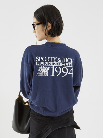 【Sporty&Rich】Finish Line Crewneck／クルーネックロゴスエット