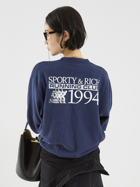 【Sporty&Rich】Finish Line Crewneck／クルーネックロゴスエット