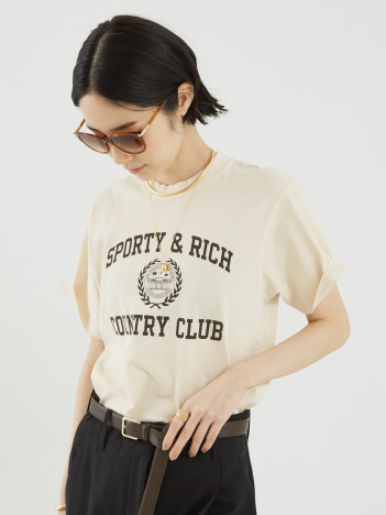 【Sporty&Rich】Varsity Crest T-Shirt／ロゴTシャツ