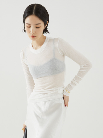 【NINETY PERCENT】ANIS SOFT RIB LONG SLEEVE TOP／リブロングスリーブトップス