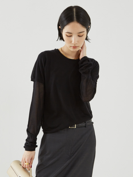 【TOTEME】Layered Knit Tee／レイヤードニットトップス