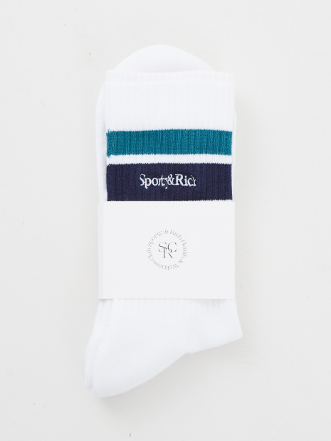 【Sporty&Rich】Serif Logo Striped Socks／ロゴ刺繍ストライプソックス