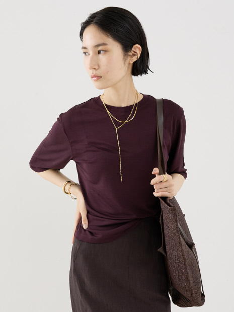 【COCUCA】ウォッシャブルシルクTee