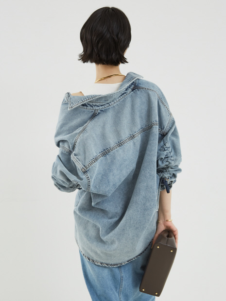 【DARKPARK】KEANU TENCEL DENIM ROUCHE SHIRT／デニムシャツ