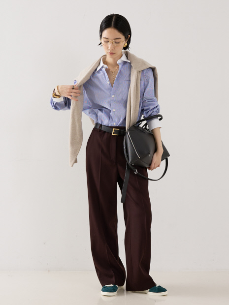 【Sporty&Rich】SRC Oversized Shirt／クレリックシャツ