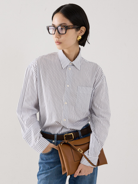 【Sporty&Rich】SRC Oversized Shirt／ストライプシャツ