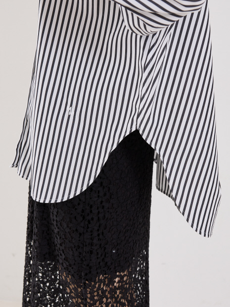 MARIA McMANUS】Oversized Shirt in Black×White Stripe／オーバー