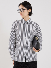 MARIA McMANUS】Oversized Shirt in Black×White Stripe／オーバー