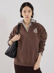 【Sporty&Rich】NY Crest Embroidered Quarter Zip／ロゴ刺繍クォータージップスエット