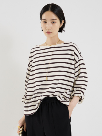 THE STORE by C' - 【Citizens of Humanity】BOAT NECK LONG SLEEVE／ボートネックボーダーロンTee【予約】
