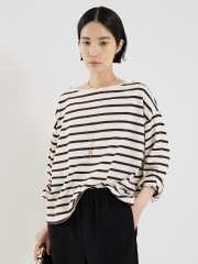 THE STORE by C' - 【Citizens of Humanity】BOAT NECK LONG SLEEVE／ボートネックボーダーロンTee【予約】