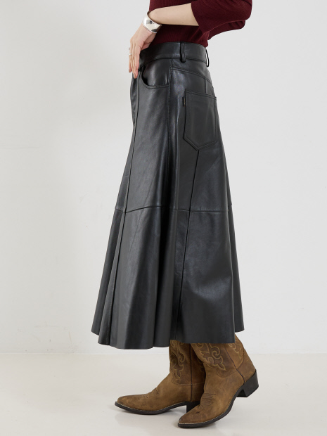 【HAIKURE】MID SERENITY LETHER SKIRT／レザースカート【予約】