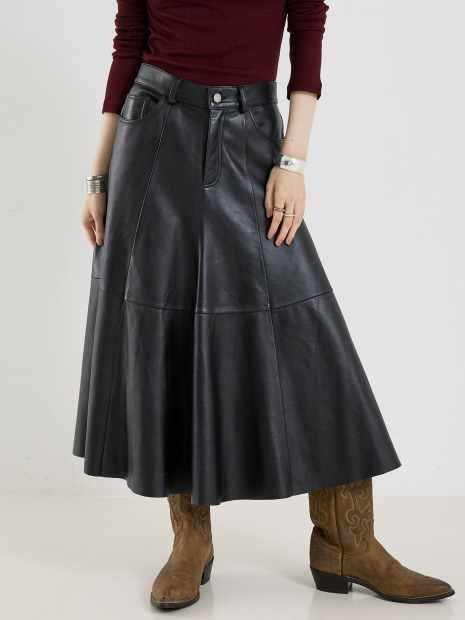 【HAIKURE】MID SERENITY LETHER SKIRT／レザースカート【予約】