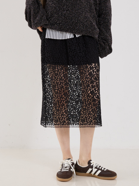 【MARIA McMANUS】Lace Ruchesd Skirt／レースルーシュスカート
