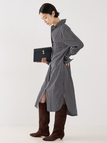 【TOTEME】STRIPED KIMONO-SLEEVE SHIRTDRESS／ストライプシャツドレス