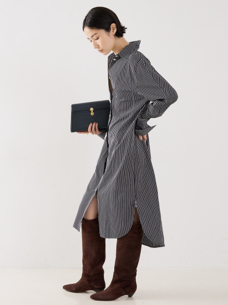 【TOTEME】STRIPED KIMONO-SLEEVE SHIRTDRESS／ストライプシャツドレス