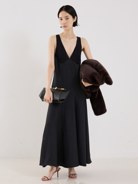 【MARIA McMANUS】V-Neck Lace Detail Dress／Vネックレースドレス