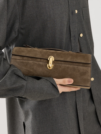 【SAVETTE】SLIM SYMMETRY POCHETTE／レザーハンドバッグ