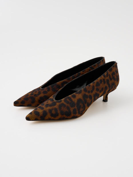 【Le Monde Beryl】BABOUCHE KITTEN HEEL／レオパード柄バブーシュ