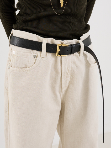 【ATELIER AMBOISE】スクエアバックルシボレザーベルト