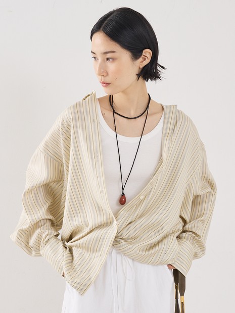 【TOTEME】OVERSIZED STRIPED SHIRT／オーバーサイズストライプシャツ