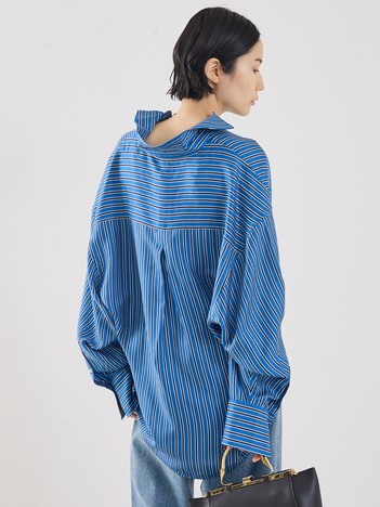 【TOTEME】OVERSIZED STRIPED SHIRT／オーバーサイズストライプシャツ