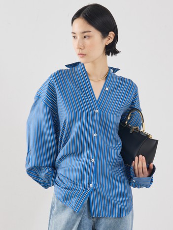 【TOTEME】OVERSIZED STRIPED SHIRT／オーバーサイズストライプシャツ
