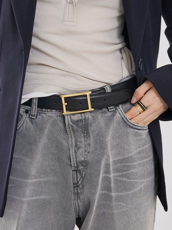 【ATELIER AMBOISE】【再入荷】Hバックルスムースレザーベルト