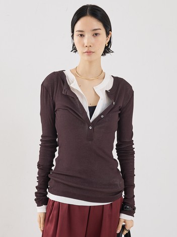 【COCUCA】ヘンリーリブプルオーバー