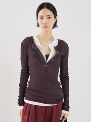 【COCUCA】ヘンリーリブプルオーバー