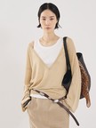 【COCUCA】リネンVネックニット