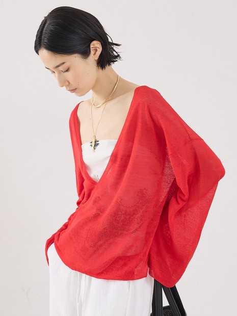 【COCUCA】リネンVネックニット