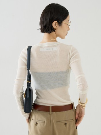 【COCUCA】ウールシフォンリブプルオーバー