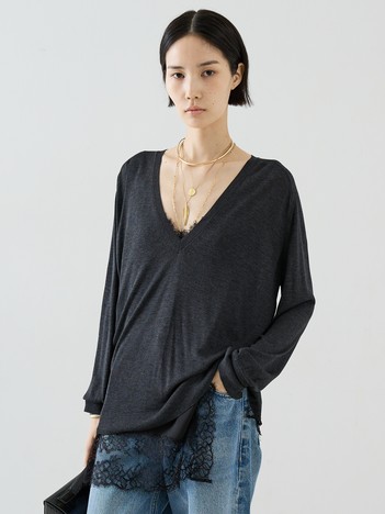 【COCUCA】シルクブレンドVネック