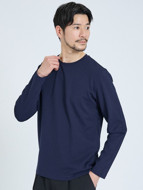SMART CLOSET】抗菌防臭 ポンチクルーネック 長袖Tシャツ｜ABAHOUSE