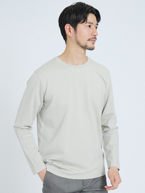 【SMART CLOSET】抗菌防臭 ポンチクルーネック 長袖Tシャツ