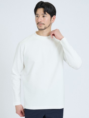 【SMART CLOSET / WEB限定】抗菌防臭 ポンチモックネック 長袖Tシャツ
