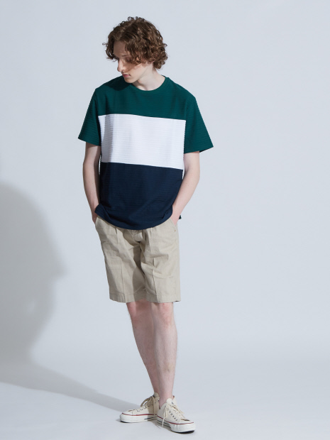 【展開店舗限定】3段配色JQDボーダー半袖Tシャツ