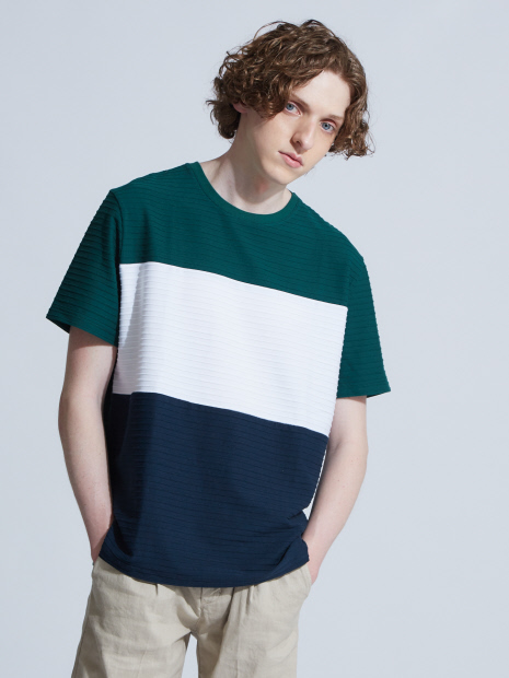 【展開店舗限定】3段配色JQDボーダー半袖Tシャツ