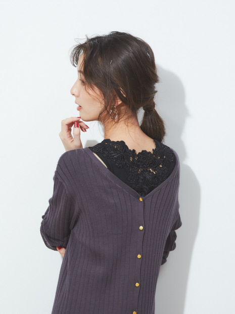ecru バックレースタンクトップ