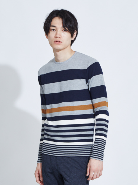 【展開店舗限定】リップルボーダー ロングTシャツ