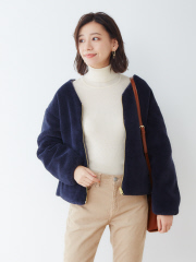 ecru リバーシブルキルティング×ボアブルゾン