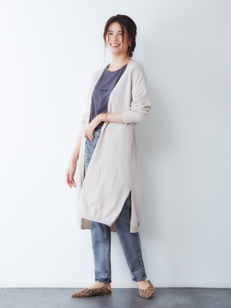 ecru【UVカット加工】ベルト付ロングカーディガン