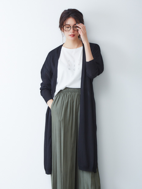 ecru【UVカット加工】ベルト付ロングカーディガン