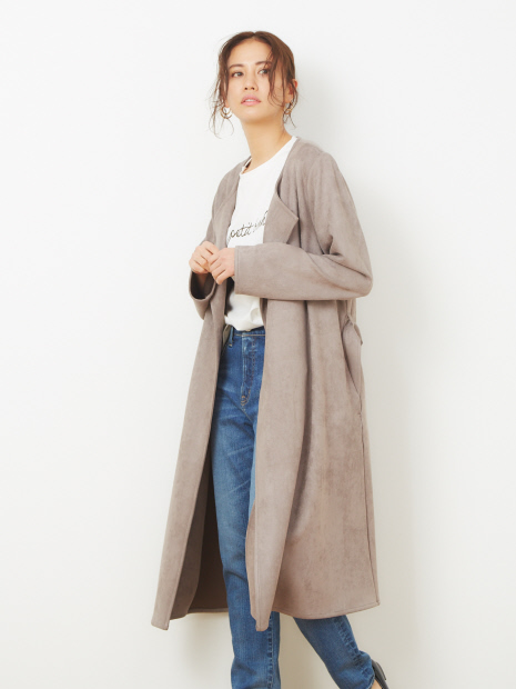 スウェードノーカラーコート Abahouse Mavie アバハウス マヴィ