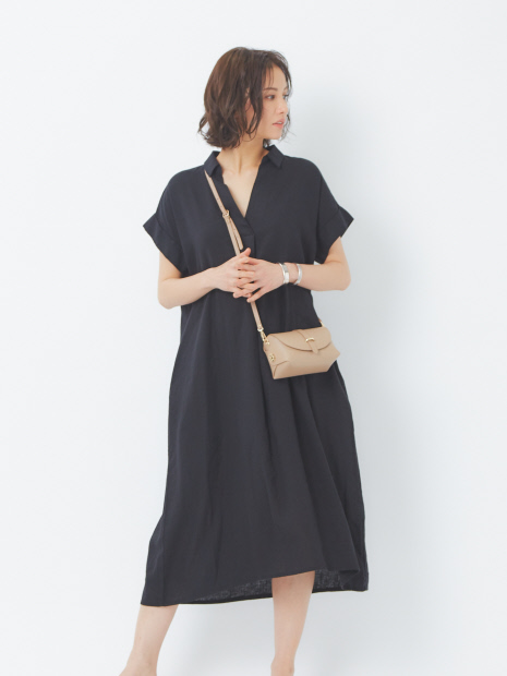 【WEB先行カラーあり】レーヨンリネンスキッパーワンピース