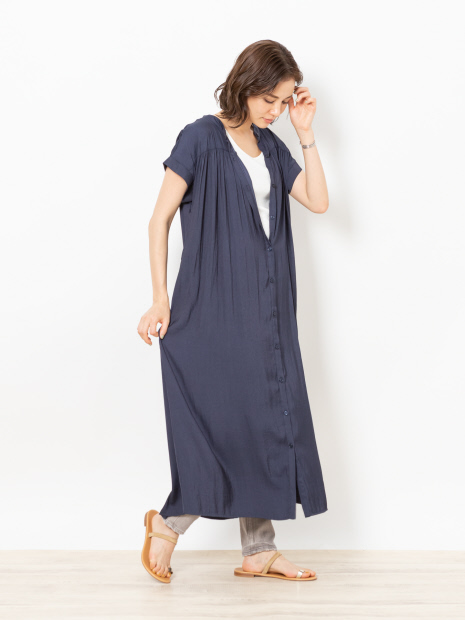 【WEB先行販売】フレンチスリーブシャツワンピース