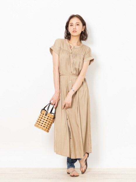 【WEB先行販売】フレンチスリーブシャツワンピース